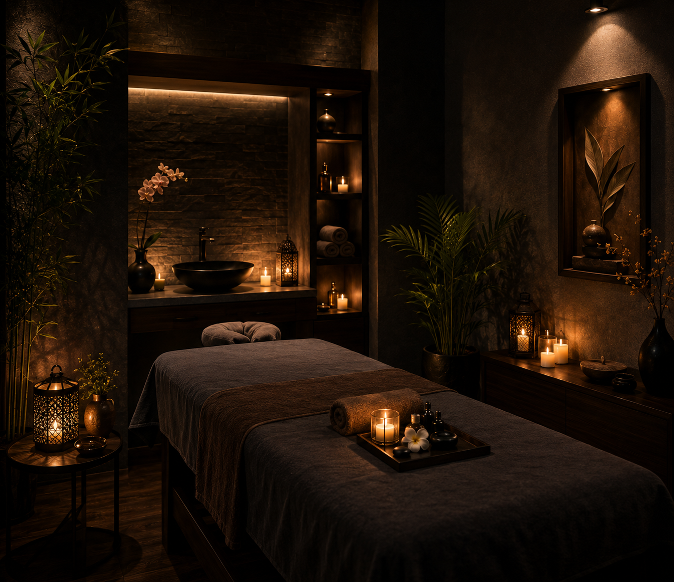 Candlelight in the relaxation area